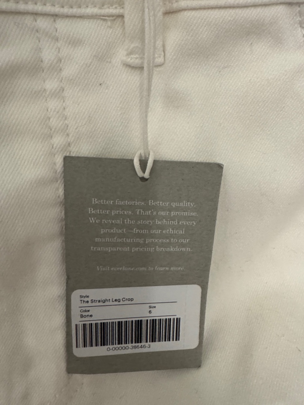 NWT Everlane Straight-Leg Crop jeans in bone Size 6 - Picture 7 of 7
